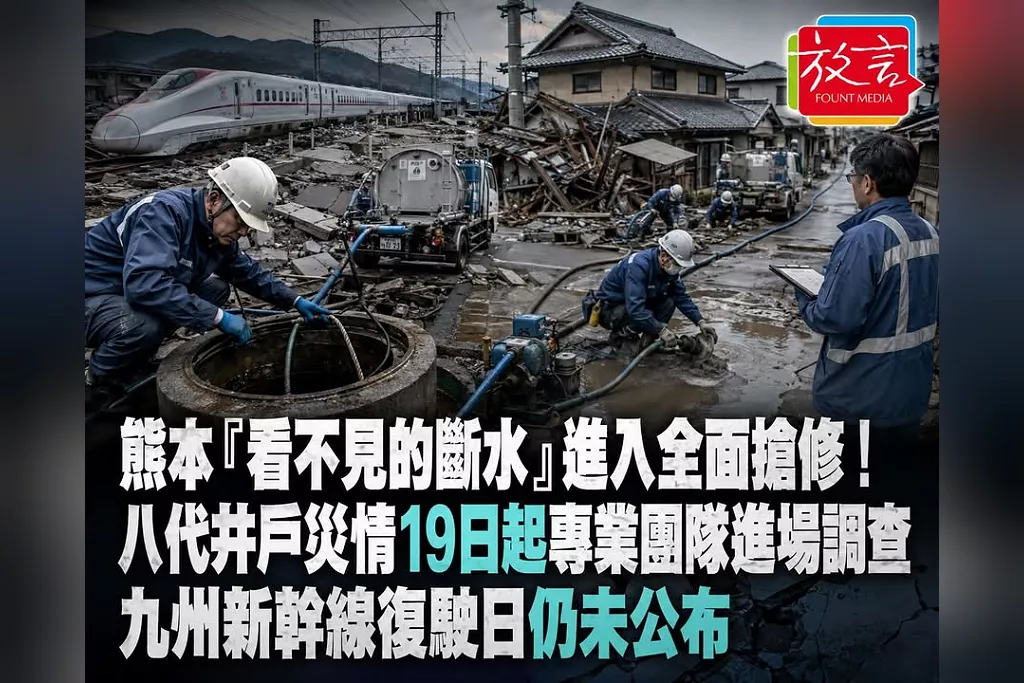 熊本「看不見的斷水」進入全面搶修！八代井戶災情19日起專業團隊進場調查　九州新幹線復駛日仍未公布